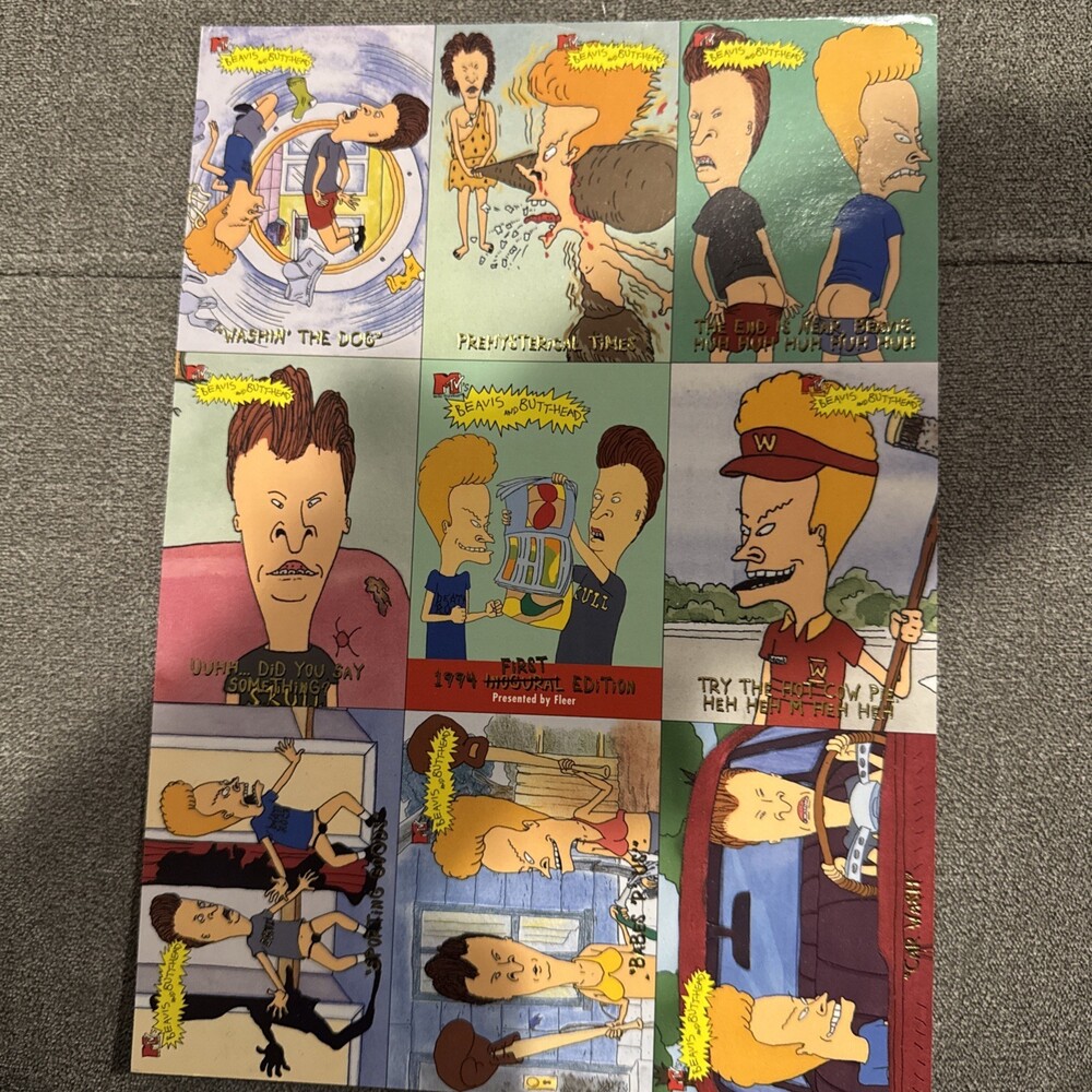 1994 Fleer Beavis and Butthead Uncut 9-card Promo Sheet MTV Animation